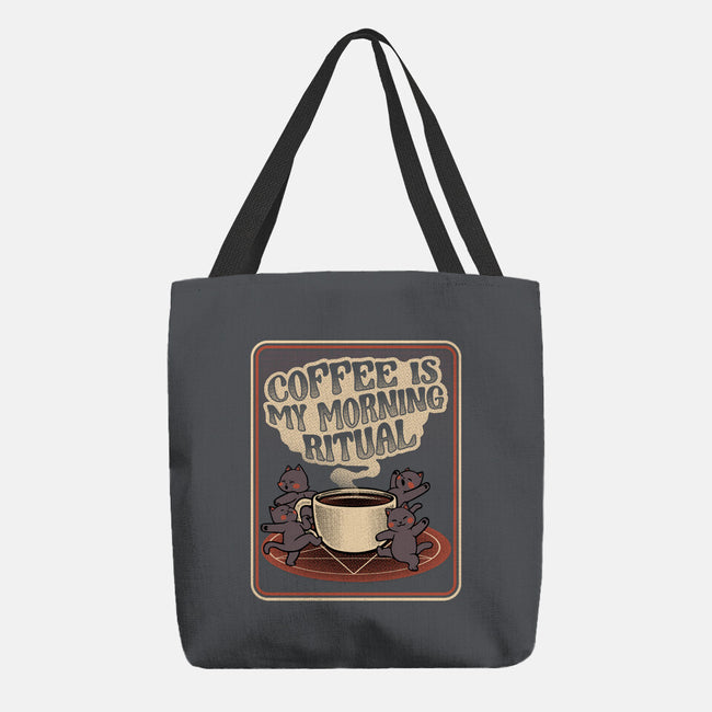 Coffee Morning Ritual Cats-None-Basic Tote-Bag-tobefonseca