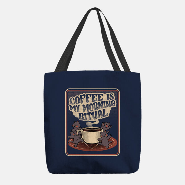 Coffee Morning Ritual Cats-None-Basic Tote-Bag-tobefonseca