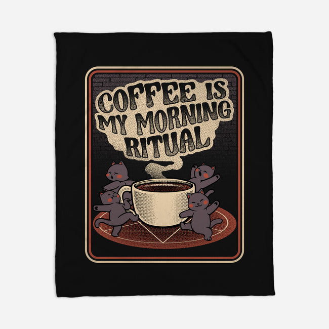 Coffee Morning Ritual Cats-None-Fleece-Blanket-tobefonseca
