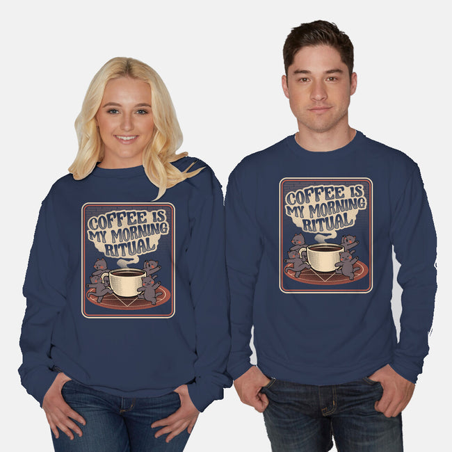 Coffee Morning Ritual Cats-Unisex-Crew Neck-Sweatshirt-tobefonseca