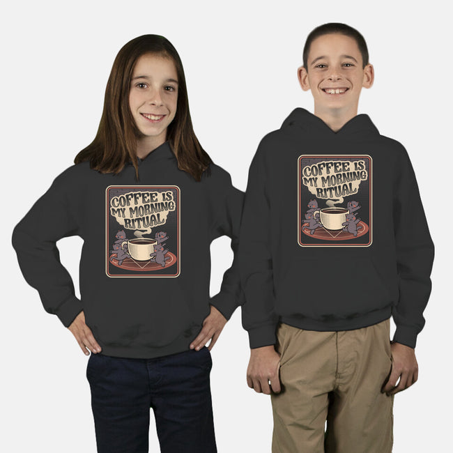 Coffee Morning Ritual Cats-Youth-Pullover-Sweatshirt-tobefonseca
