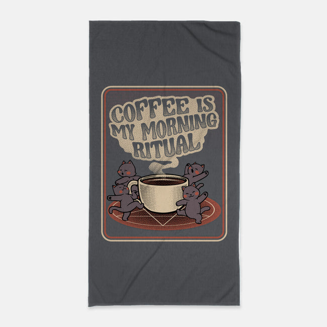 Coffee Morning Ritual Cats-None-Beach-Towel-tobefonseca