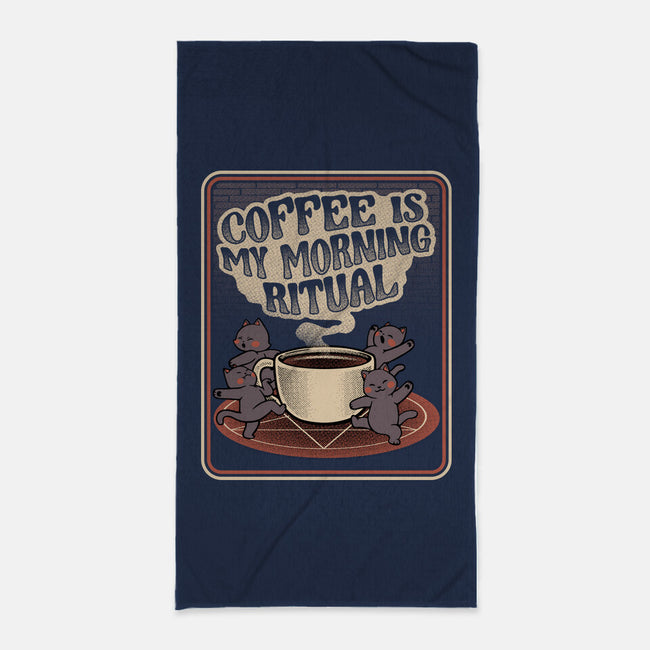 Coffee Morning Ritual Cats-None-Beach-Towel-tobefonseca