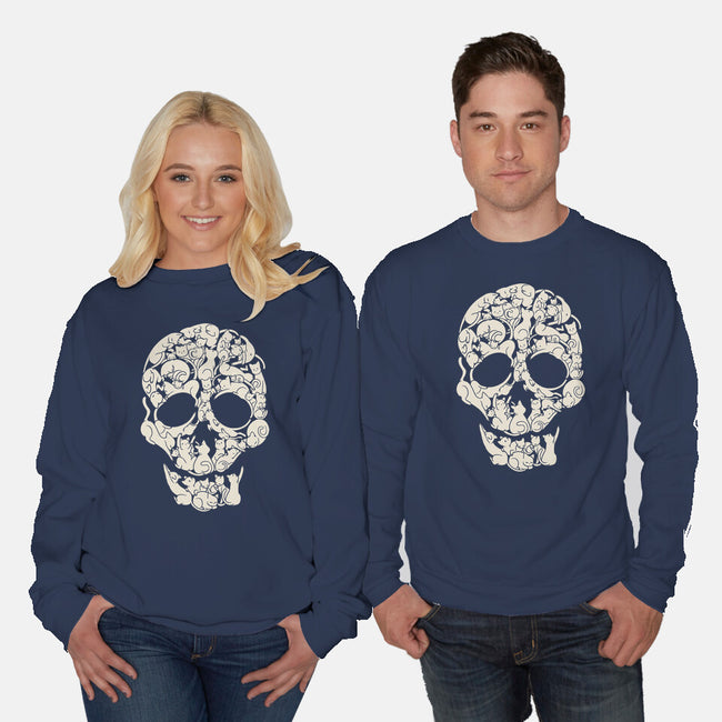 Cat Skeleton Skull-Unisex-Crew Neck-Sweatshirt-tobefonseca