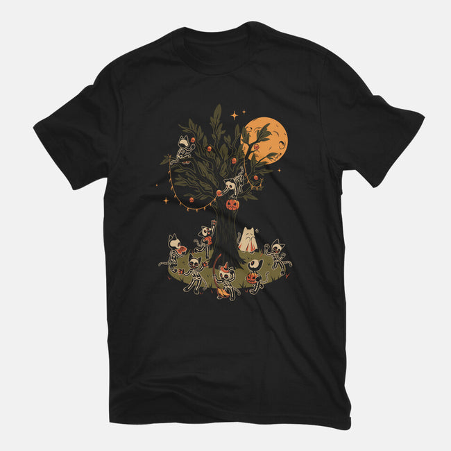 Black Cats Tree-Womens-Fitted-Tee-tobefonseca