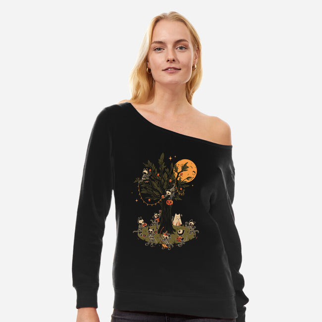 Black Cats Tree-Womens-Off Shoulder-Sweatshirt-tobefonseca
