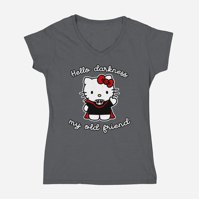 Hello Darkness My Old Friend-Womens-V-Neck-Tee-SubBass49