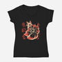 Ghost Kitsune-Womens-V-Neck-Tee-ricolaa