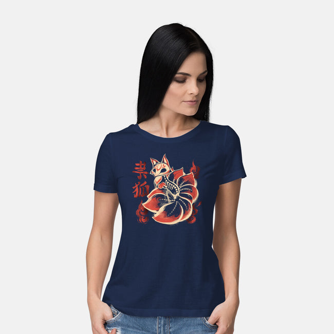 Ghost Kitsune-Womens-Basic-Tee-ricolaa