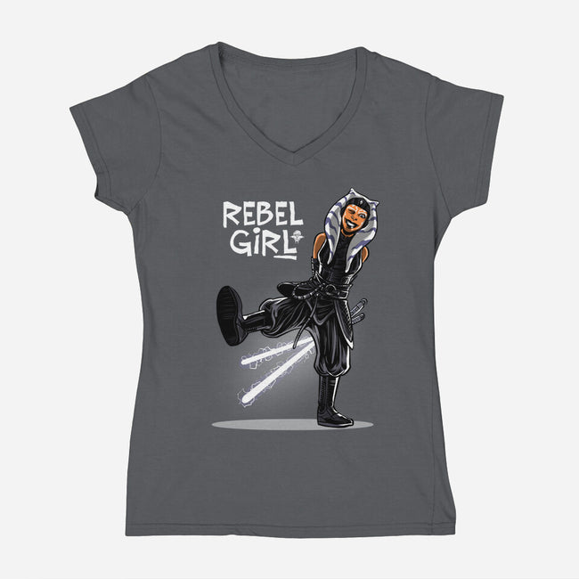 Rebel Girl-Womens-V-Neck-Tee-zascanauta