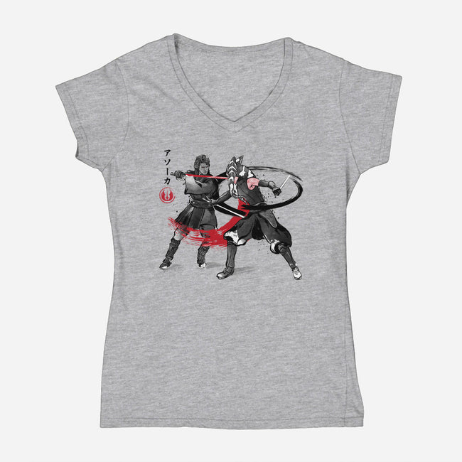 The Final Lesson Sumi-e-Womens-V-Neck-Tee-DrMonekers