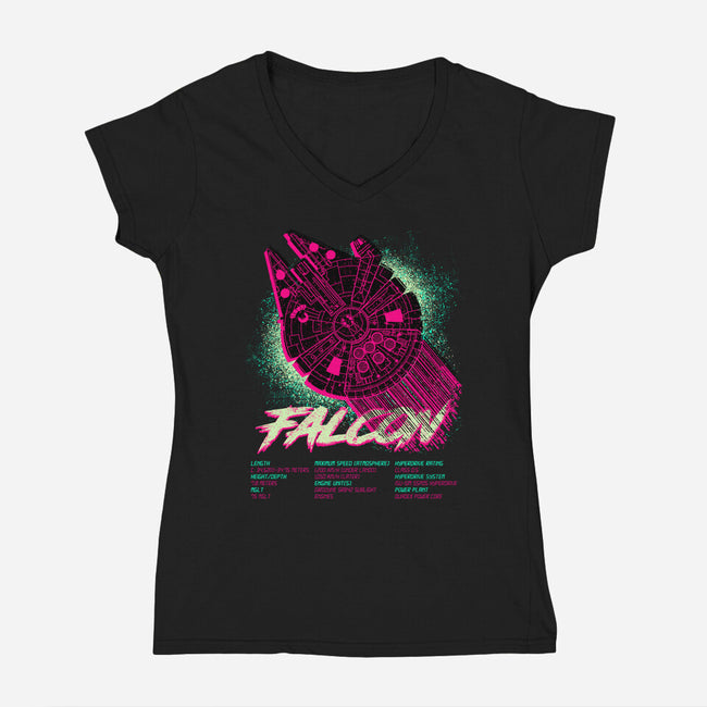 Falcon Technical Specs-Womens-V-Neck-Tee-Tronyx79