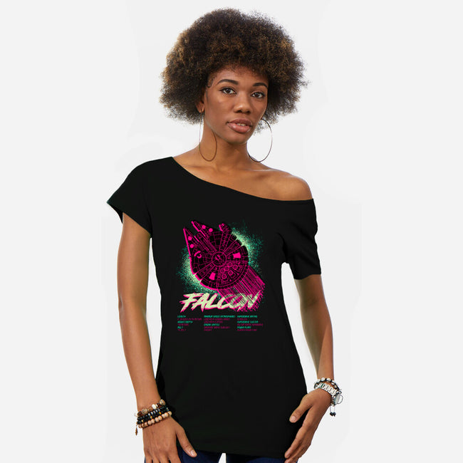 Falcon Technical Specs-Womens-Off Shoulder-Tee-Tronyx79