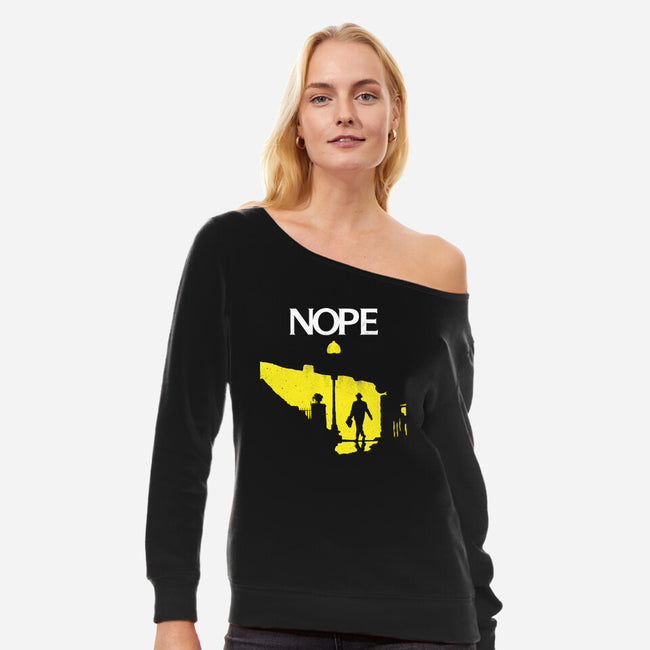 Possessed Nope-Womens-Off Shoulder-Sweatshirt-rocketman_art