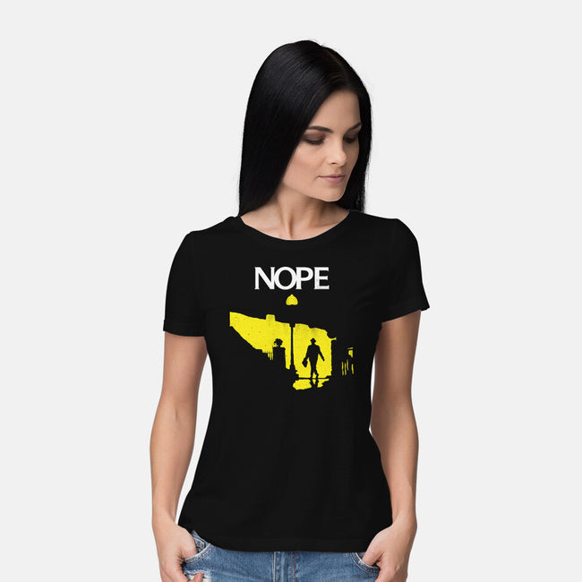 Possessed Nope-Womens-Basic-Tee-rocketman_art