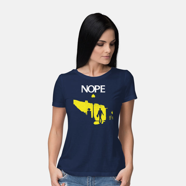 Possessed Nope-Womens-Basic-Tee-rocketman_art