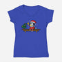 Heeler On The Shelf-Womens-V-Neck-Tee-Boggs Nicolas