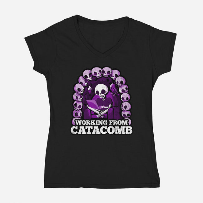 Working From Catacomb-Womens-V-Neck-Tee-Aarons Art Room