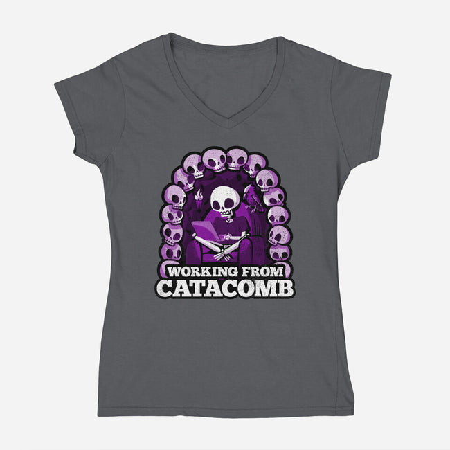 Working From Catacomb-Womens-V-Neck-Tee-Aarons Art Room