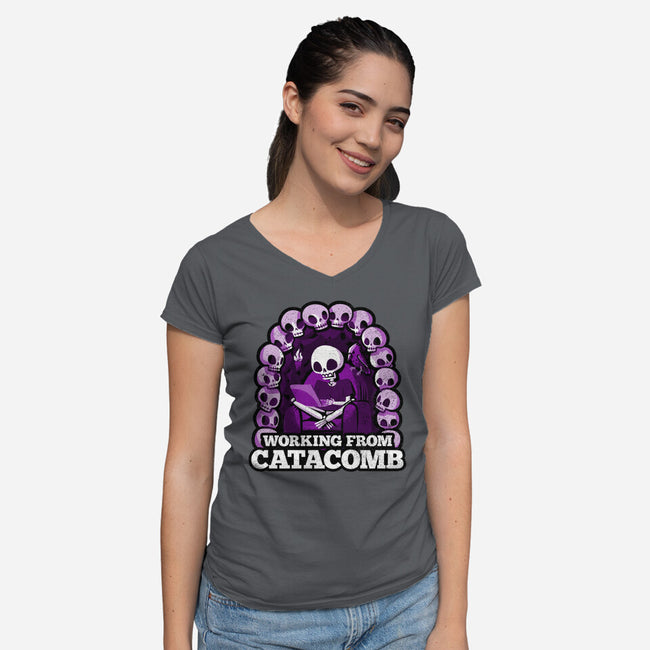 Working From Catacomb-Womens-V-Neck-Tee-Aarons Art Room