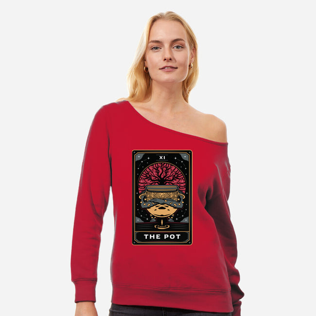 The Pot Tarot Card-Womens-Off Shoulder-Sweatshirt-Logozaste