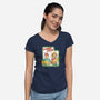 Laser Cats Destroy-Womens-V-Neck-Tee-hbdesign