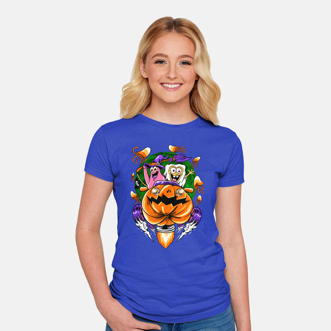Halloween Attack-Womens-Fitted-Tee-spoilerinc
