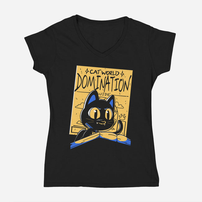 Cat Masterplan-Womens-V-Neck-Tee-estudiofitas