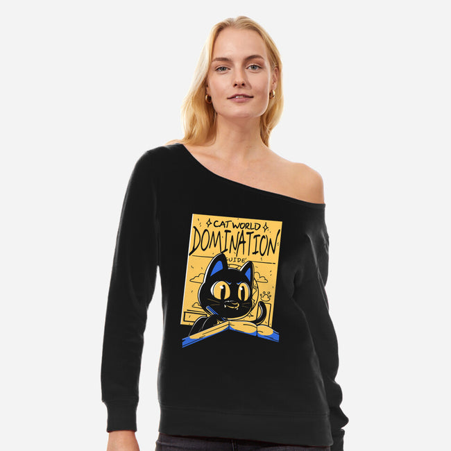 Cat Masterplan-Womens-Off Shoulder-Sweatshirt-estudiofitas
