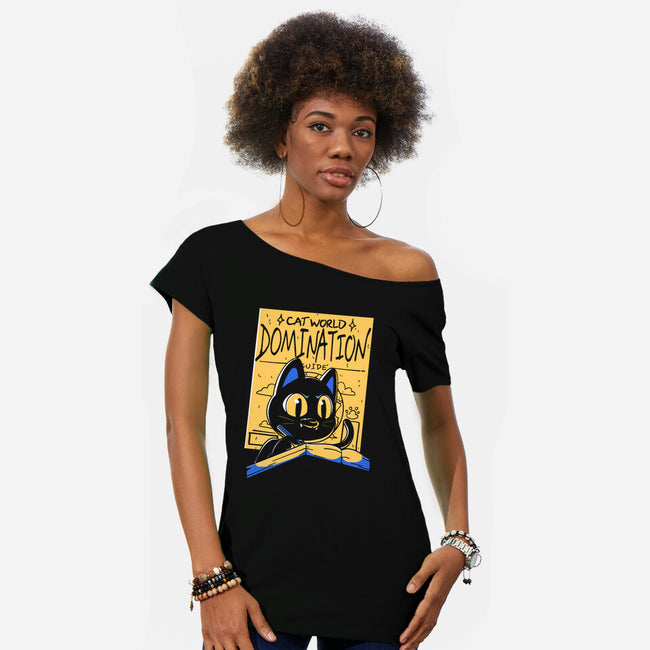 Cat Masterplan-Womens-Off Shoulder-Tee-estudiofitas