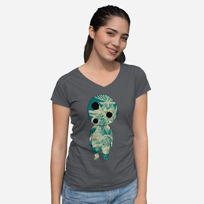 The Spirit Of The Forest-Womens-V-Neck-Tee-Hafaell