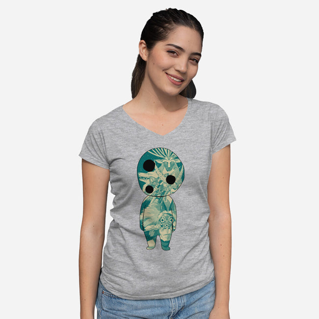 The Spirit Of The Forest-Womens-V-Neck-Tee-Hafaell