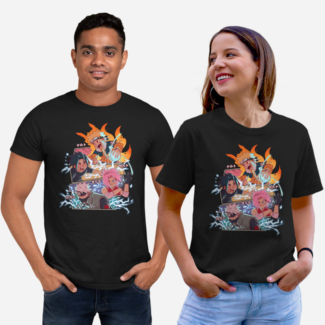 Naruto Battle-Unisex-Basic-Tee-jacnicolauart