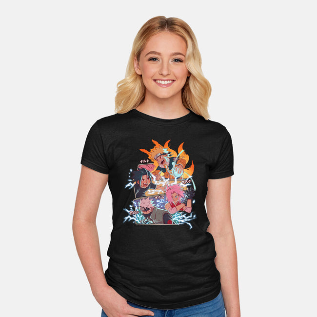 Naruto Battle-Womens-Fitted-Tee-jacnicolauart