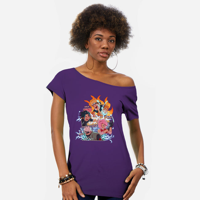 Naruto Battle-Womens-Off Shoulder-Tee-jacnicolauart