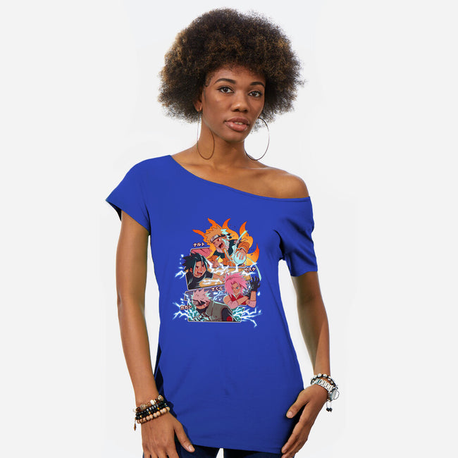 Naruto Battle-Womens-Off Shoulder-Tee-jacnicolauart