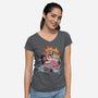 Naruto Battle-Womens-V-Neck-Tee-jacnicolauart