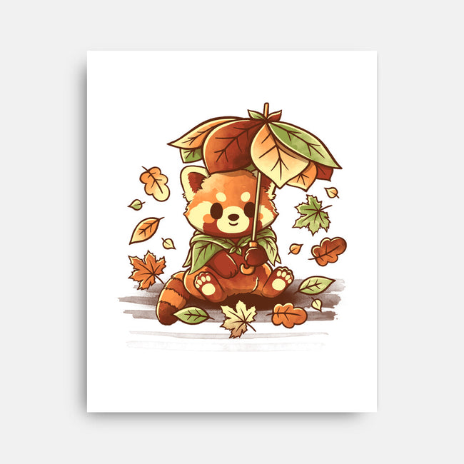 Red Panda Leaf Umbrella-None-Stretched-Canvas-NemiMakeit