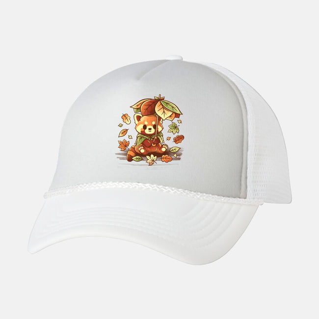 Red Panda Leaf Umbrella-Unisex-Trucker-Hat-NemiMakeit