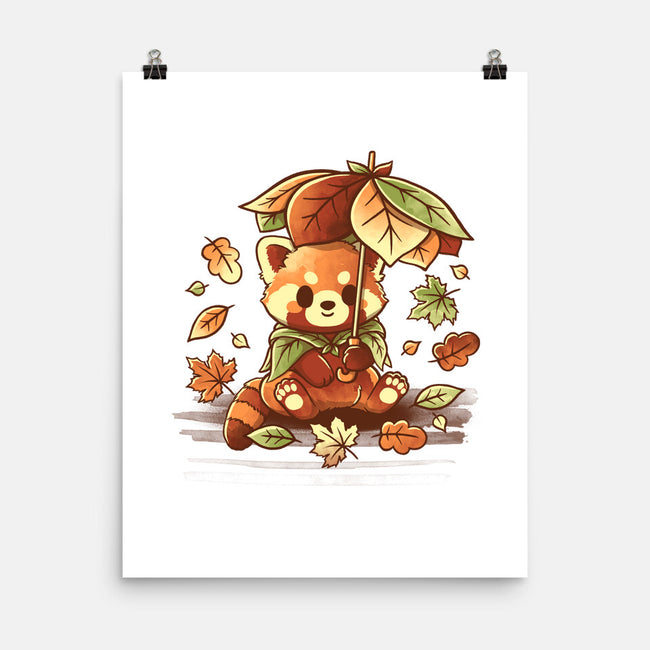 Red Panda Leaf Umbrella-None-Matte-Poster-NemiMakeit