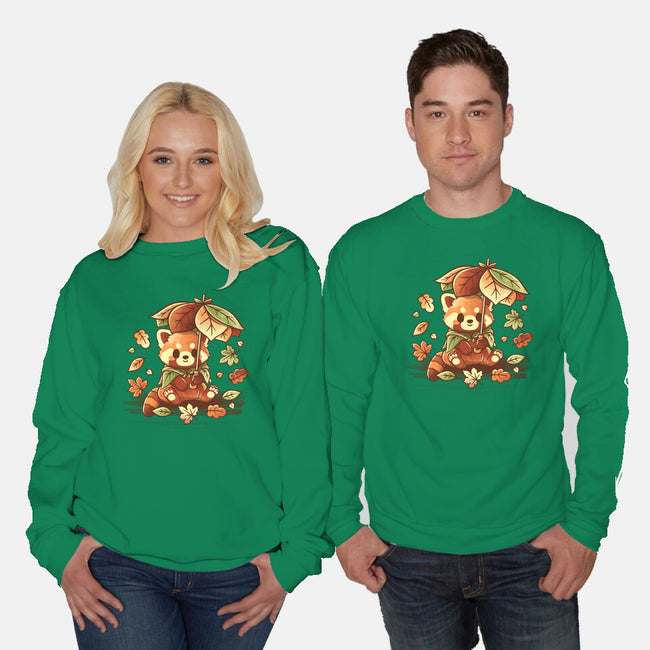 Red Panda Leaf Umbrella-Unisex-Crew Neck-Sweatshirt-NemiMakeit