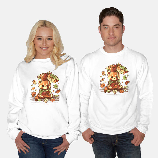 Red Panda Leaf Umbrella-Unisex-Crew Neck-Sweatshirt-NemiMakeit