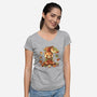 Red Panda Leaf Umbrella-Womens-V-Neck-Tee-NemiMakeit