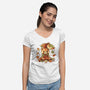 Red Panda Leaf Umbrella-Womens-V-Neck-Tee-NemiMakeit