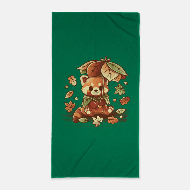 Red Panda Leaf Umbrella-None-Beach-Towel-NemiMakeit