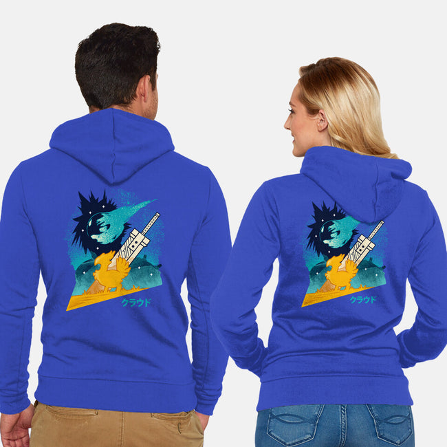 Cloud And Chocobo-Unisex-Zip-Up-Sweatshirt-Logozaste