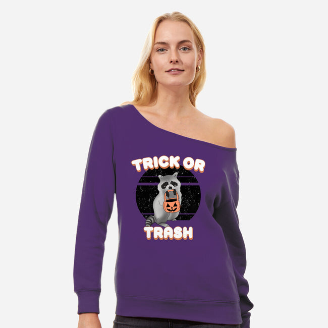 Trick Or Trash-Womens-Off Shoulder-Sweatshirt-MaxoArt