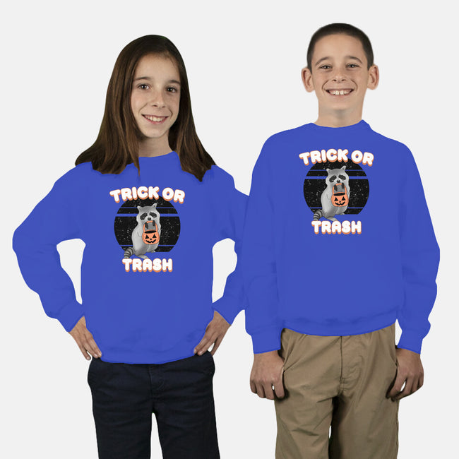 Trick Or Trash-Youth-Crew Neck-Sweatshirt-MaxoArt