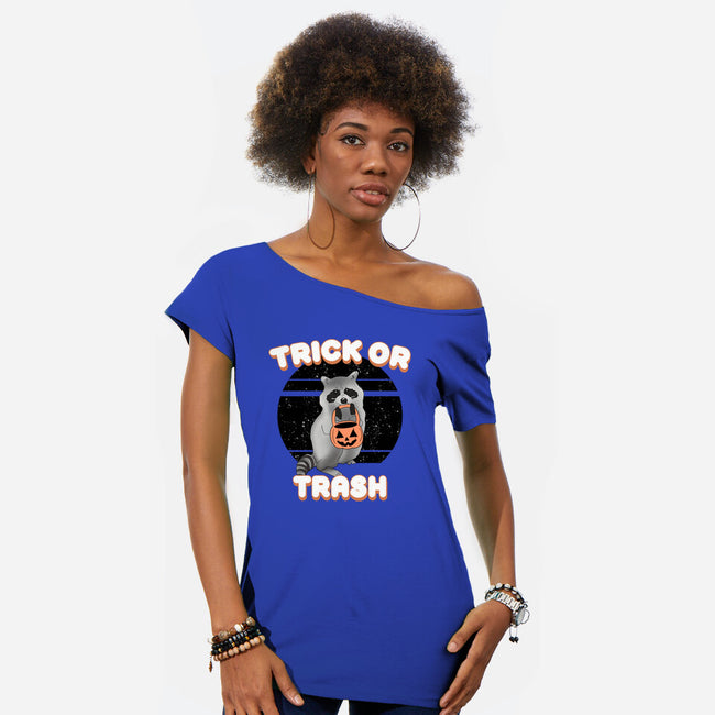 Trick Or Trash-Womens-Off Shoulder-Tee-MaxoArt