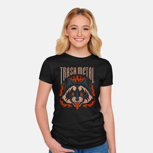 Trash Metal Raccoon-Womens-Fitted-Tee-Thiago Correa